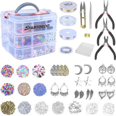 Image de Kit de création de bijoux « 1500 » avec accessoires et boîte de rangement