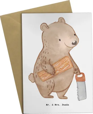 Produktbild von Mr. & Mrs. Panda neujahrskarte Schreiner Herz - Weiß - Geschenk, vatertagskarte, osterkarte, weihnachtskarten, einladungskarten, Grußkarten, osterkarten