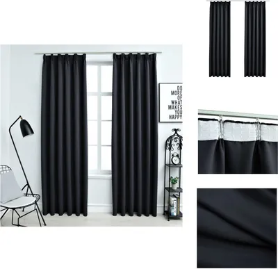 Immagine prodotto di vidaXL Tende oscuranti con ganci 2 pezzi nero 140x245cm - Tende e tendaggi