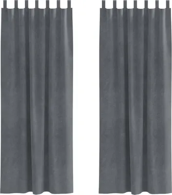 Image de vidaXL Rideaux occultants, 2 pièces, gris clair, 140 x 225 cm, velours