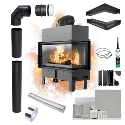 Produktbild von Kamineinsatz  KRATKI FLOKI L Rechts 12kW KOMPLETTSET zum EINBAU Ø 200