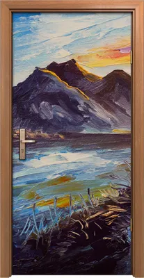 Produktbild von Türposter 90x200 cm Türaufkleber Türtapete Türfolie Klebefolie Malerei Berge Wasser Landschafts