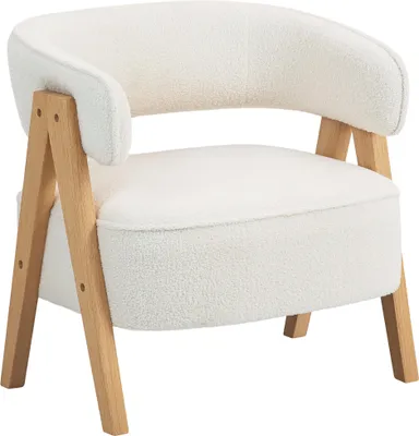 Produktbild von HOMCOM Sessel gepolsterter Loungesessel mit Armlehnen, Fleece-Optik, Weiß
