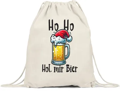 Produktbild von Ho Ho Hol mir mal ein Bier Turnbeutel Ugly Christmas Weihnachten Spruch