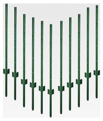 Produktbild von Metall Zaunpfosten für Gartenzaun 195cm Grün 11 Stück