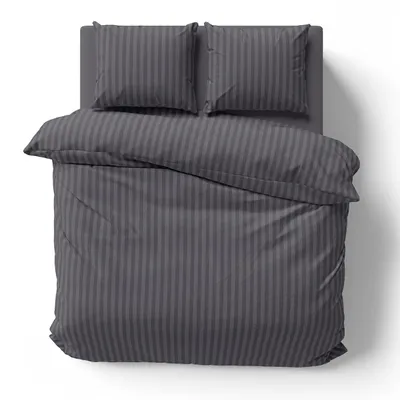 Produktbild von 3 teilige Bettwäsche 200x200 cm Mikrofaser Premium Damast Gestreift Bettbezug Garnitur Set, Anthrazit