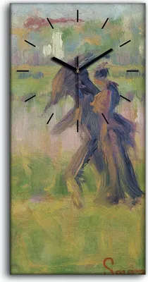 Produktbild von Wanduhr Uhr Wandbild Leinwand 30x60 Malerei Abstrakte Kunst Stadt Fluss - schwarze Hände