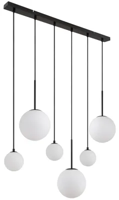 Produktbild von Pendelleuchte schwarz, Glaskugeln opal, H 117 cm