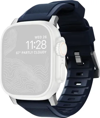 Image de Bracelet durable Nomad pour Apple Watch 42/44/44/45/49 mm (connecteur argenté) - Bleu Atlantique