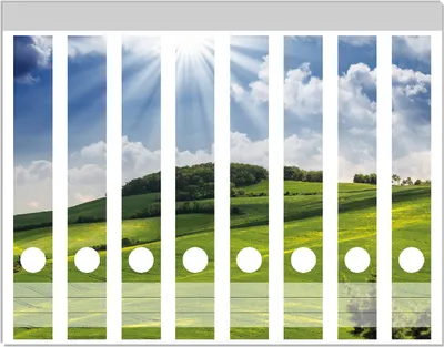Produktbild von Wallario Ordnerrücken Sticker, selbstklebend für schmale Ordner, 8 Stück, Motiv Strahlender Sonnenschein