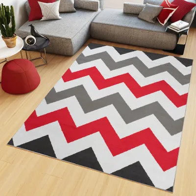 Image de Tapis MAYA Moderne Crème Gris Rouge Chambre à coucher  200 x 250 cm