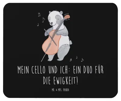Produktbild von Mr. & Mrs. Panda Mouse Pad Cello Duo - Schwarz - Geschenk, Lernen, Solo, Streichinstrument, Musikinstrument, pc mousepad, Instrument, Orchester, Klassische Musik, Musiker