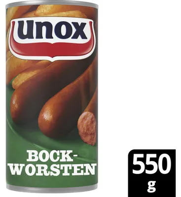 Produktbild von Unox Bockwürste 550g – klassische deutsche Brühwurst, perfekt zum Grillen