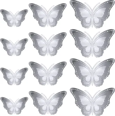Produktbild von Oblique Unique 3D Schmetterlinge 12er Set aus Metall glänzend für die Wand zum Kleben Wandtattoo Wanddeko - silber