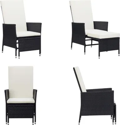 Produktbild von vidaXL Garten Liegestuhl mit Auflagen Poly Rattan Schwarz - Sessel - Gartenstuhl - Gartenstühle - Gartenmöbel