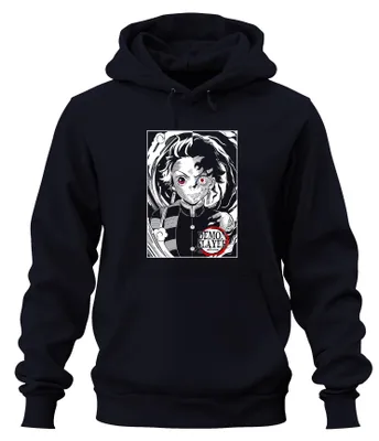 Obrázok produktu pre Mikina s kapucňou Demon Slayer Tanjiro Halbverbrannt Kimetsu no Yaiba Anime Uni, Navy, XXL