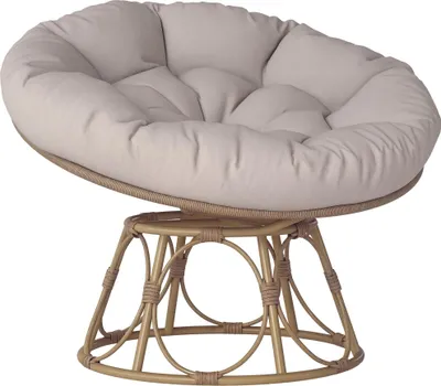 Immagine prodotto di Poltrona Papasan in rattan, girevole a 360°, poltrona in vimini con cuscino di seduta, rotonda, da esterno