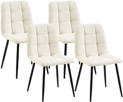 Produktbild von CLP 4er Set Esszimmerstuhl Tilde gepolstert mit Rückenlehne bis 150 kg belastbar creme Material Stoff, KI-generiertes Bild