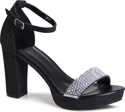 Produktbild von topschuhe24 3100 Damen Glitzer Riemchen Sandaletten Plateau, Farbe:Schwarz, Größe:38 EU