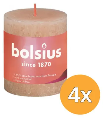Productafbeelding van 4x Bolsius Rustiekkaars Shine 80/68 Misty Pink (1 stuk)