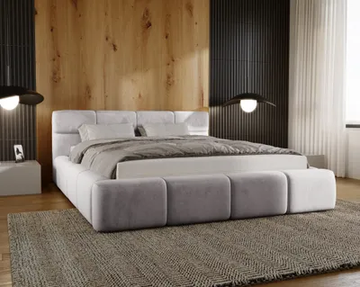 Produktbild von Polsterbett 180x200 cm Oslo, Schlafzimmerbett mit Bettkasten - Doppelbett, Samtstoff Hellgrau (Magic Velvet 2218)