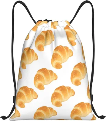 Produktbild von Cartoon-Croissants Kordelzugbeutel Leichter Sportbeutel für Schwimmen, Training und Wandern 36 x 42 cm