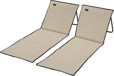 Produktbild von Strandliege, klappbar, verstellbare Rücklehne, Seitentasche, weiche Polsterung, Stahlrahmen, Beige, 142x51x40cm