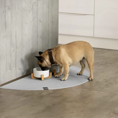 Produktbild von SANOZOO® - Napfunterlage, Öko-Tex, Halbrund Set 2x 40 x 80 cm Hellgrau