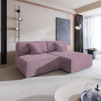 Produktbild von Masseno Ecksofa FIORO M mit Schlaffunktion L-Form, Sofa mit Bettkasten, Wohnzimmersofa, Couch, Soffa, Bettsofa, Couchgarnitur- Lila, MONOLITH 62
