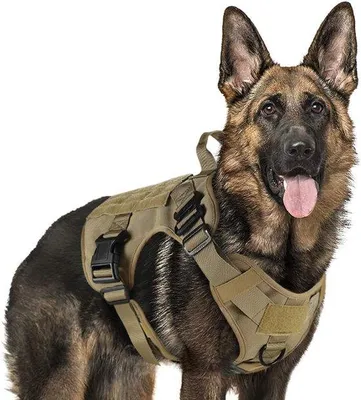 Produktbild von Famanu Hundegeschirr Taktisch Groß Mit Handgriff - Militärisches Hundevest Mit Metall-Schnallen Und Schlaufen - Verstellbares Trainingsgeschirr Für