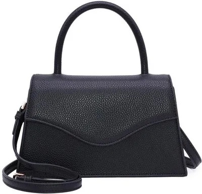 Produktbild von Ledertasche für Frauen - Abendtasche mit Hochzeits-Touch, Satchel oder Handtasche (Goldprägung, schwarz)