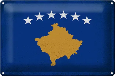 Produktbild von Blechschild Flagge Kosovo 30x20cm Flag of Kosovo Vintage