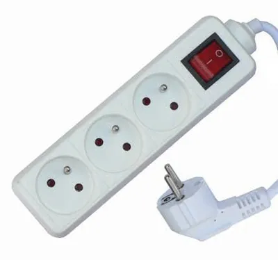 Obrázek produktu pro Prodlužovací kabel Solight, 3 zásuvky, bílý, vypínač, 3 m
