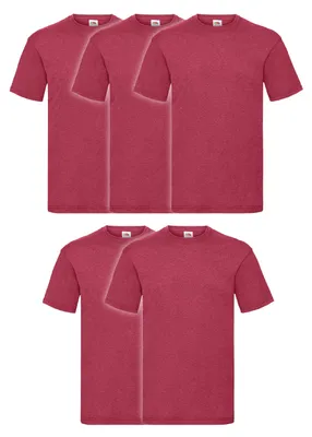 Produktbild von 5er Pack Fruit of the Loom Valueweight T-Shirt + GRATIS MyShirt Stoffbeutel Farbe: vintage rot meliert Größe: M