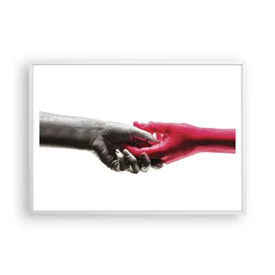 Produktbild von Gerahmtes Poster - Weißer Rahmen - Hilfe Hände Symbol - 100x70 cm - Wand Bild - Wanddeko - Wandbilder - Kunstposter - Wandposter - Bilderrahmen - Bilder - Kunstdruck - P2WAA100x70-4483
