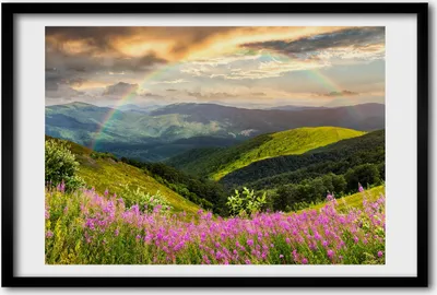 Produktbild von Bild 60x40 MDF-Rahmen, Wandkunst Berglandschaft