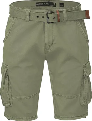 Produktbild von Indicode Kjeld Herren Cargoshorts mit 6 Taschen inkl. Stoffgürtel aus 100% Baumwolle | Kurze Hose Bermuda Sommer Herrenshorts Short Men Pants Cargohose kurz Sommerhose für Männer (XL, Army)