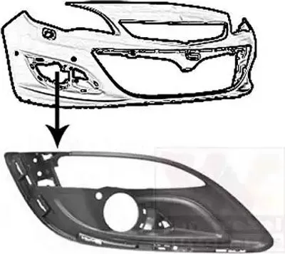 Produktbild von VAN WEZEL Lüftungsgitter Grill Stoßfänger für OPEL Astra J Sports Tourer (P10) mit Loch/Löchern für Nebellampen mit Löchern für Zier-/Stoßleiste Chrom