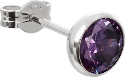 Produktbild von Single Ohrstecker Zirkonia Amethyst 6,7mm 925er Sterlingsilber Damen Herren 7890