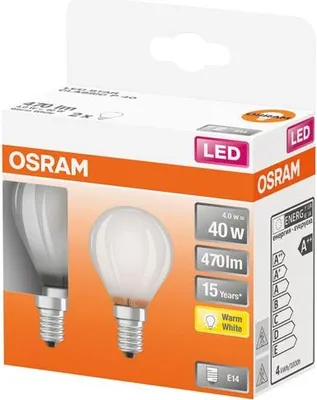 Image de Led Sphérique Verre Dépoli 4w E14 Chaud Boite De 2 - Osram