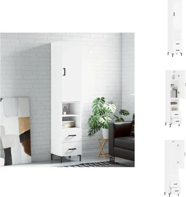 Immagine prodotto di vidaXL Credenza bianca 34,5x34x180 cm Materiale a base di legno - Credenze