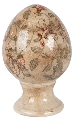 Image de Clayre & Eef Figurine de décoration Oeuf Ø 9x14 cm Beige Céramique
