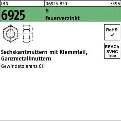 Produktbild von Reyher  Sechskantmuttern DIN 6925 8 M 12 ,6H tZn (100 Stück)