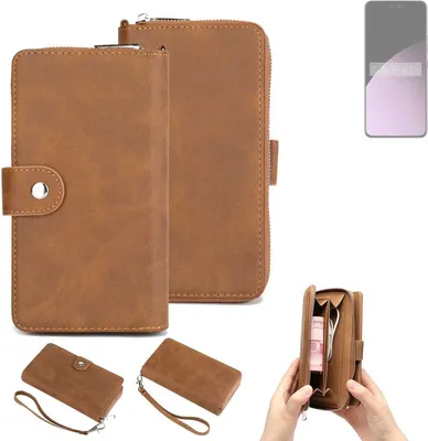 Produktbild von K-S-Trade Handyhülle Schutzhülle kompatibel mit Xiaomi 14 Civi & Portemonnee Tasche Handytasche Case Etui Geldbörse Wallet braun (1x)