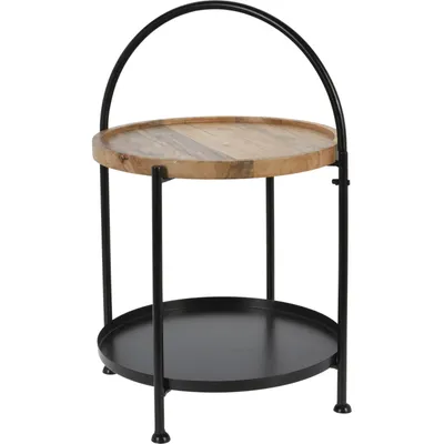 Produktbild von Runder Couchtisch im Loft-Stil mit Griff, aus Metall, 39 x 55 cm
