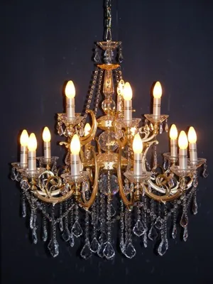 Produktbild von Casa Padrino Barock Kristall Kronleuchter 15-Flammig Gold -  Hängeleuchte, Deckenlampe, 82 x 91 cm
