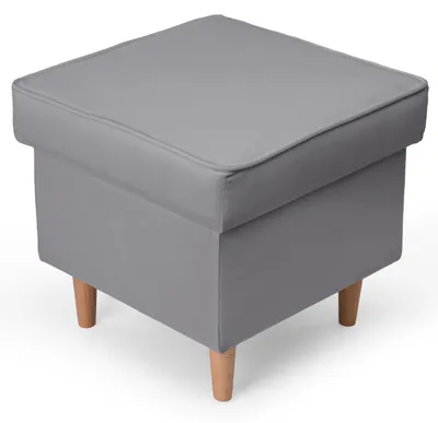 Produktbild von MG Design Samt Sitzhocker in Grau 45 x 45 cm - Gepolsterter Polsterhocker mit Holzbeinen für Wohnzimmer, Schlafzimmer oder Flur