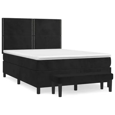 Produktbild von vidaXL Boxspringbett mit Matratze Schwarz 140x190 cm Samt