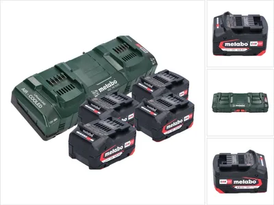Obrázek produktu pro Metabo základní sada 4x Li-Power akumulátor 18 V 4,0 Ah CAS Li-Ion ( 4x 625027000 ) + ASC 145 DUO dvojitá rychlonabíječka ( 627495000 ).