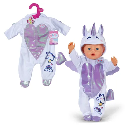 Produktbild von BABY born Einhornanzug mit Kapuze, Stickereien und funkelnden Details für 43cm Puppen